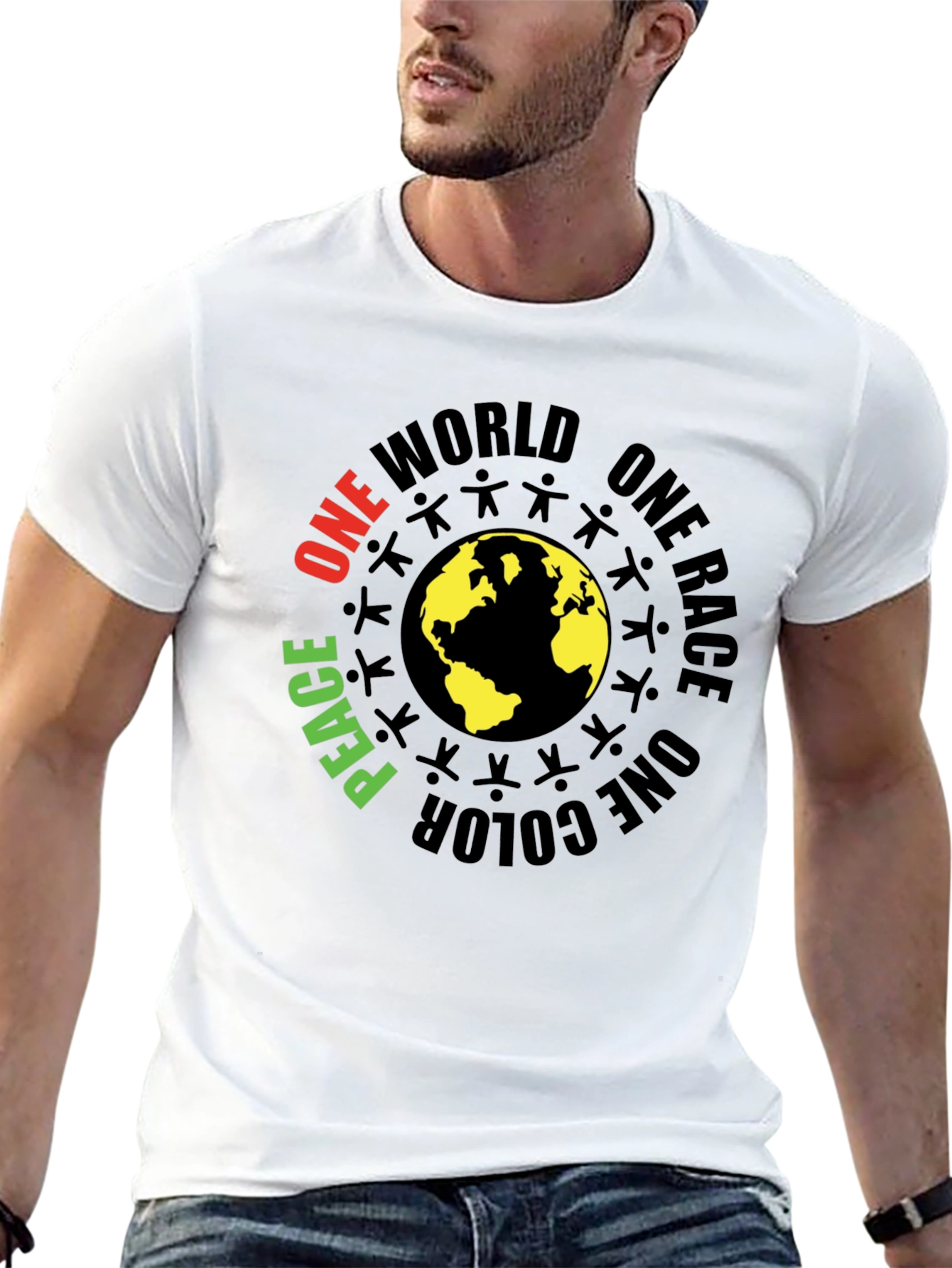 One World Peace Graphic Black T-Shirt