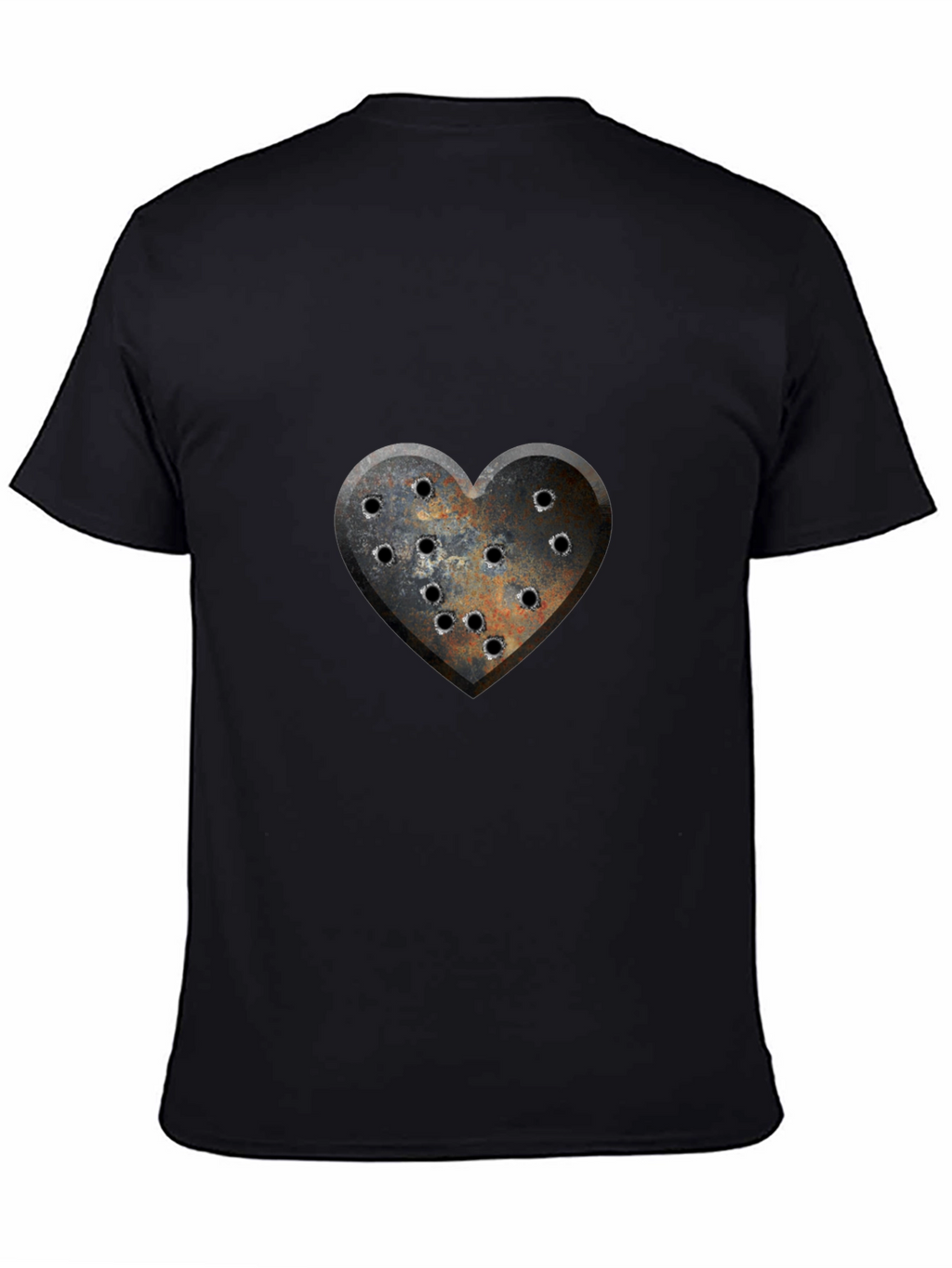 Distressed Heart Bullet Hole Graphic T-Shirt