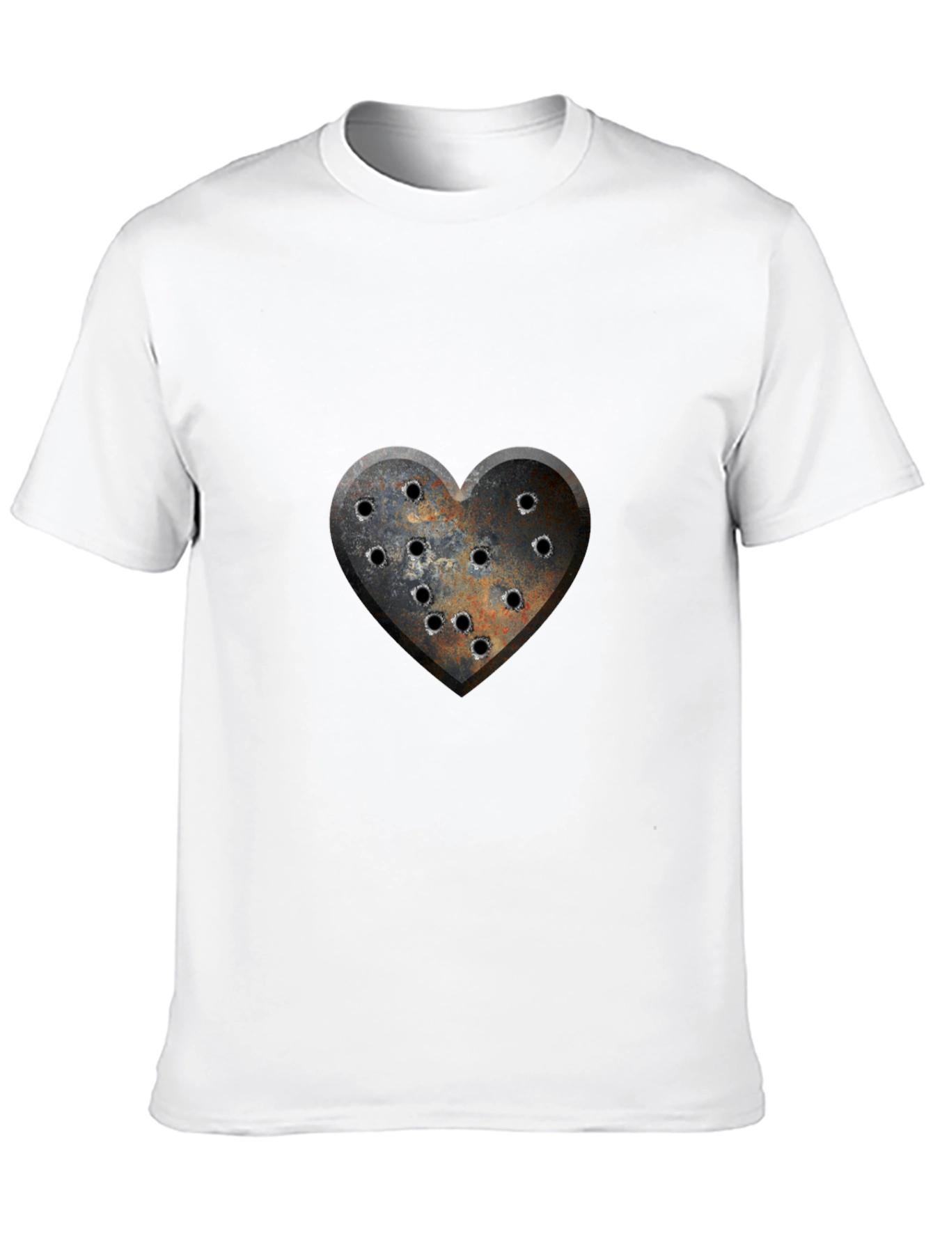 Distressed Heart Bullet Hole Graphic T-Shirt
