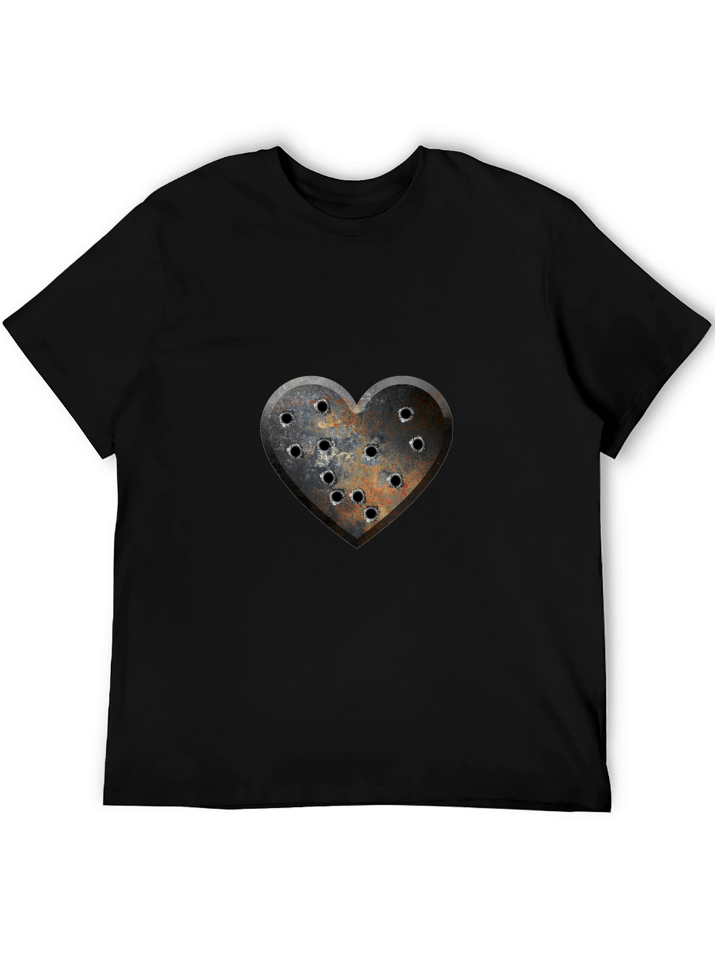 Distressed Heart Bullet Hole Graphic T-Shirt