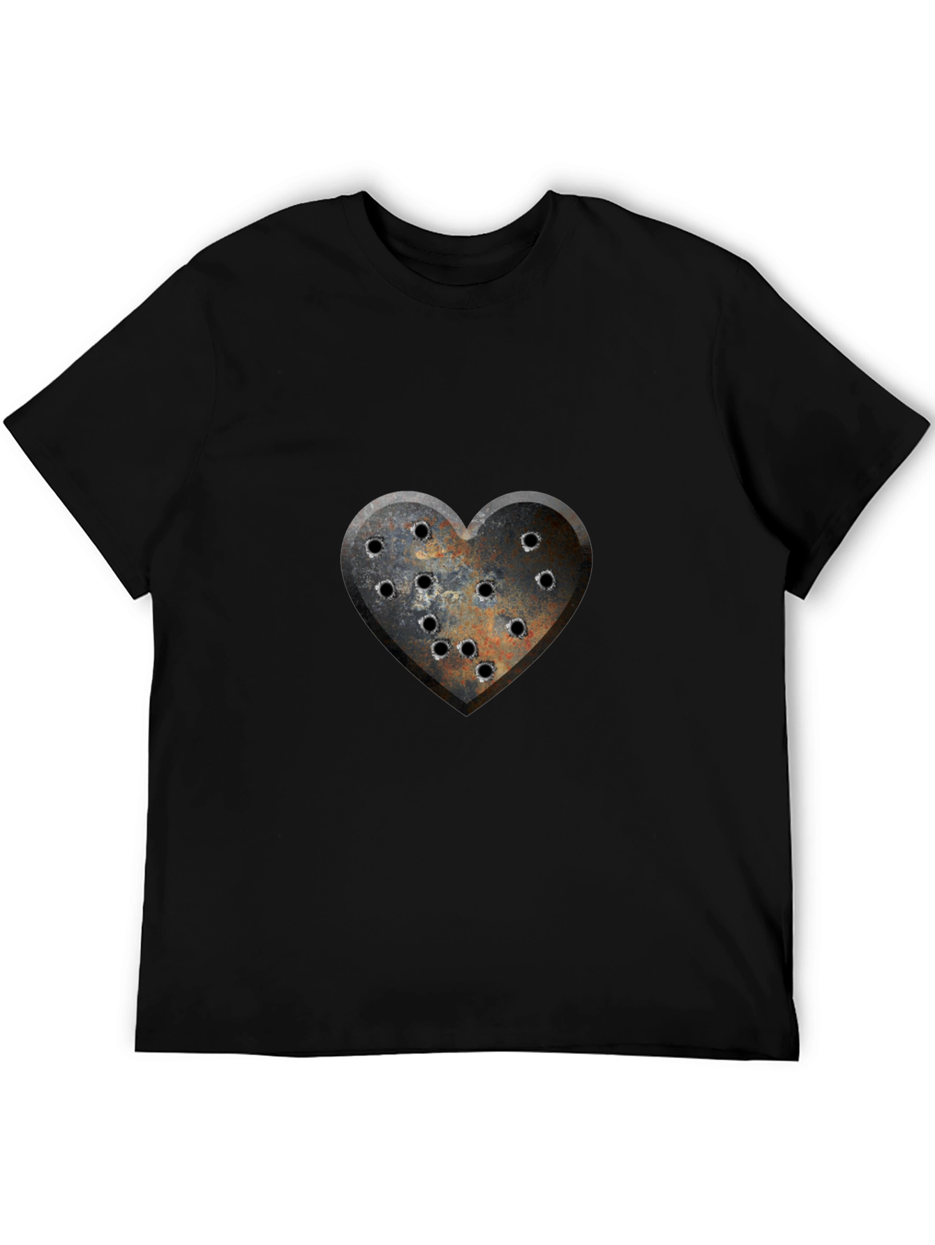 Distressed Heart Bullet Hole Graphic T-Shirt