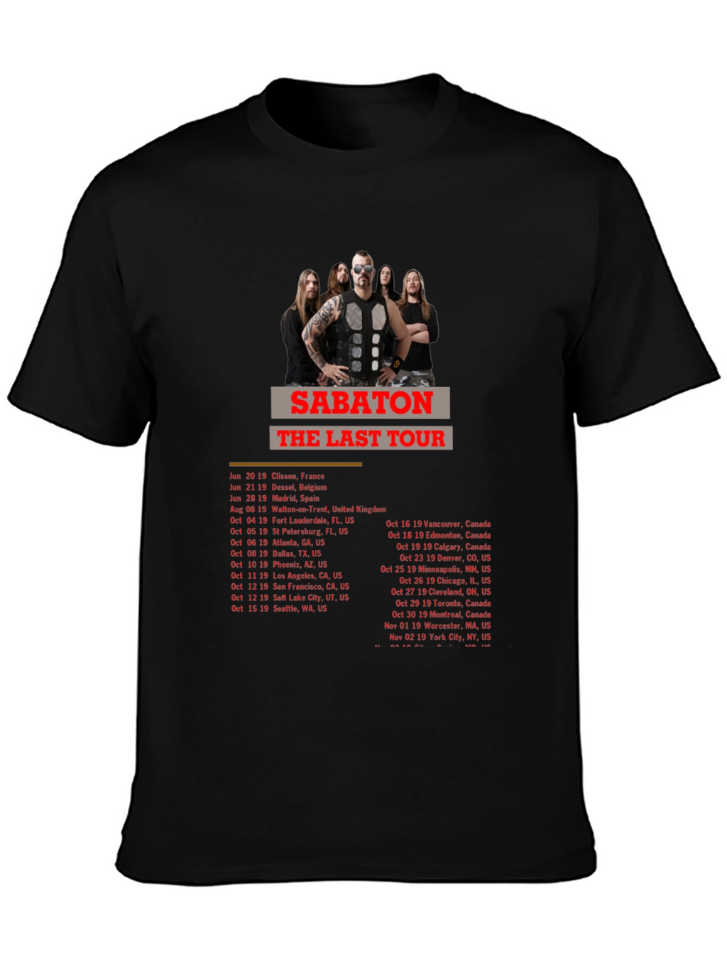 Sabaton The Last Tour Black T-Shirt