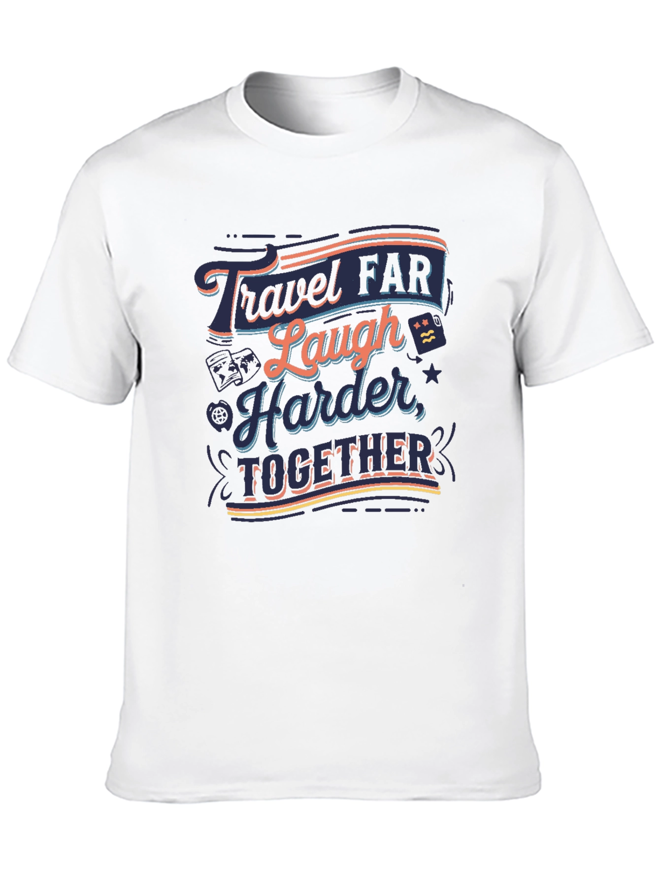 Travel Far Laugh Harder Together Black T-Shirt