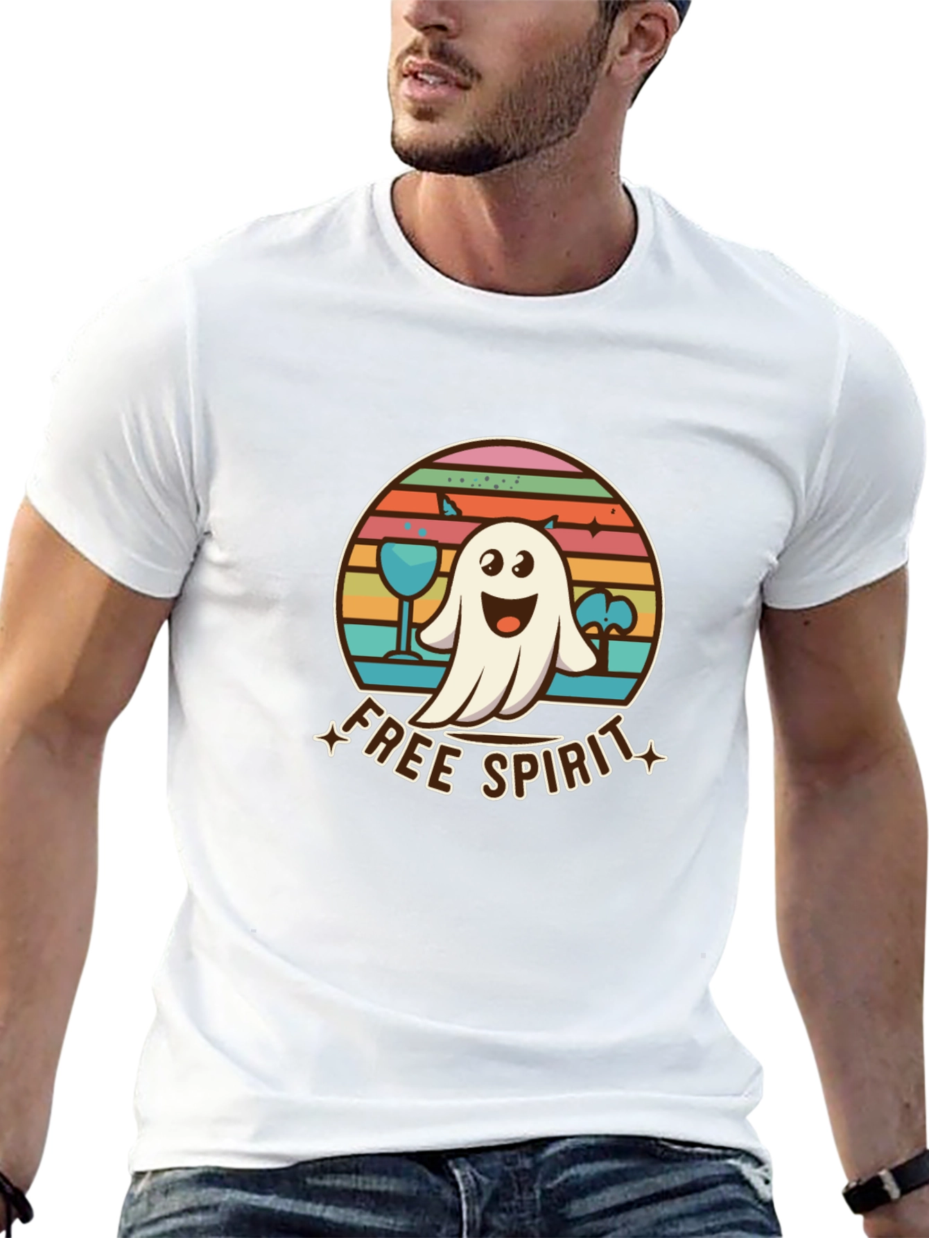 Free Spirit Ghost T-Shirt - Retro Halloween Design