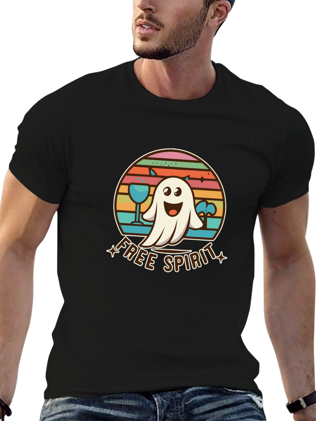 Free Spirit Ghost T-Shirt - Retro Halloween Design