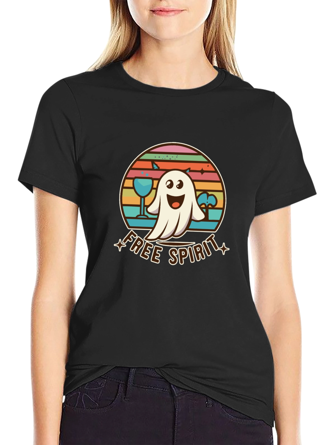 Free Spirit Ghost T-Shirt - Retro Halloween Design