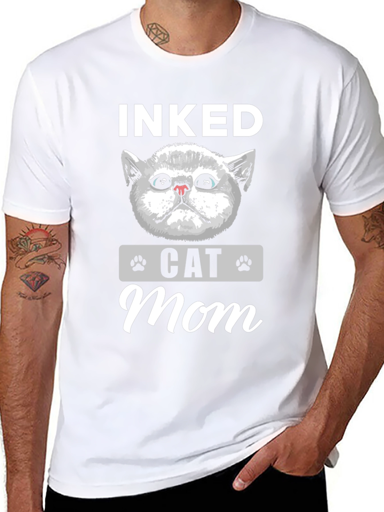 Inked Cat Mom T-Shirt - Cute Graphic Tee