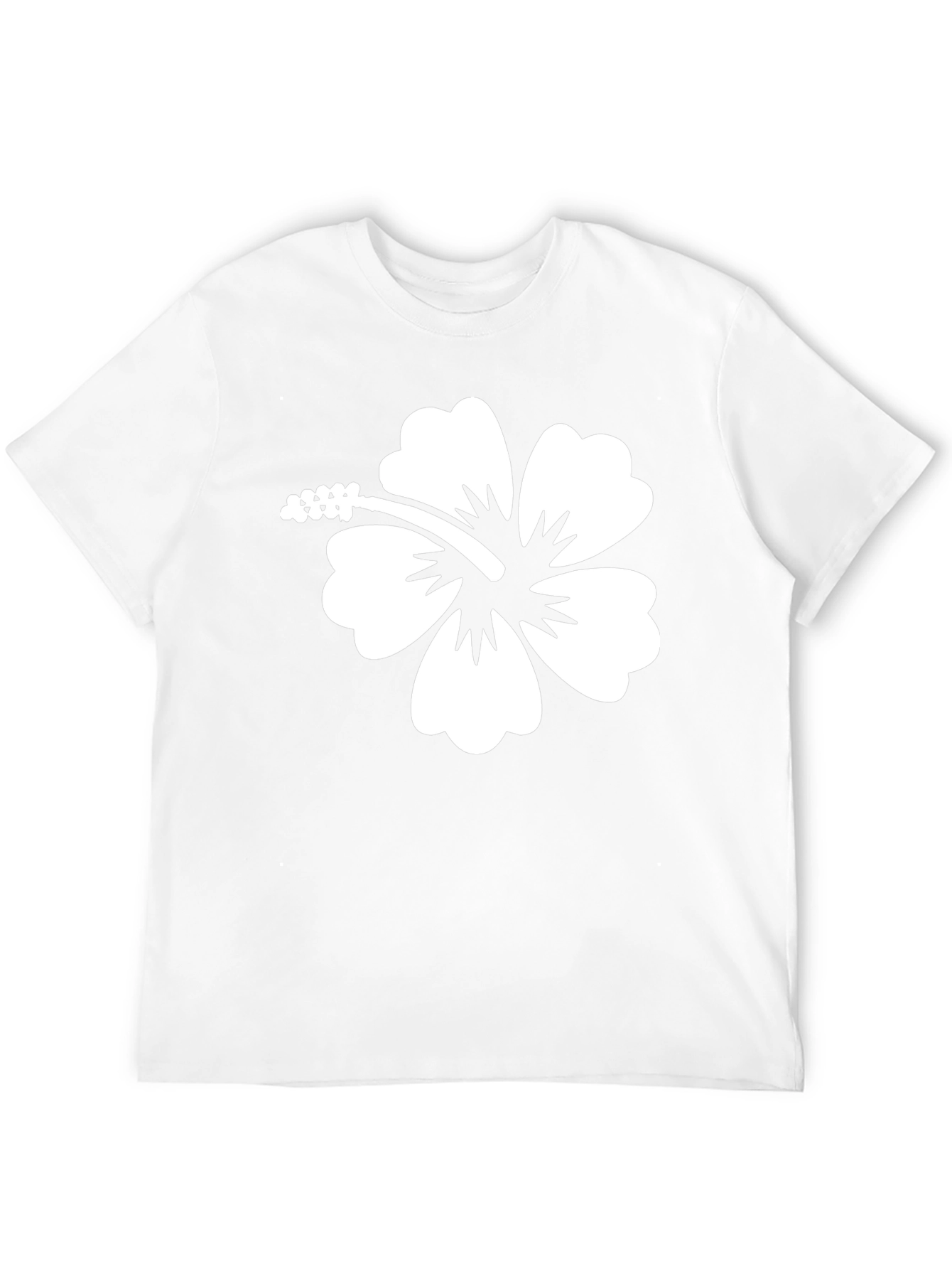 Hibiscus Flower Graphic Tee - Black Cotton T-Shirt