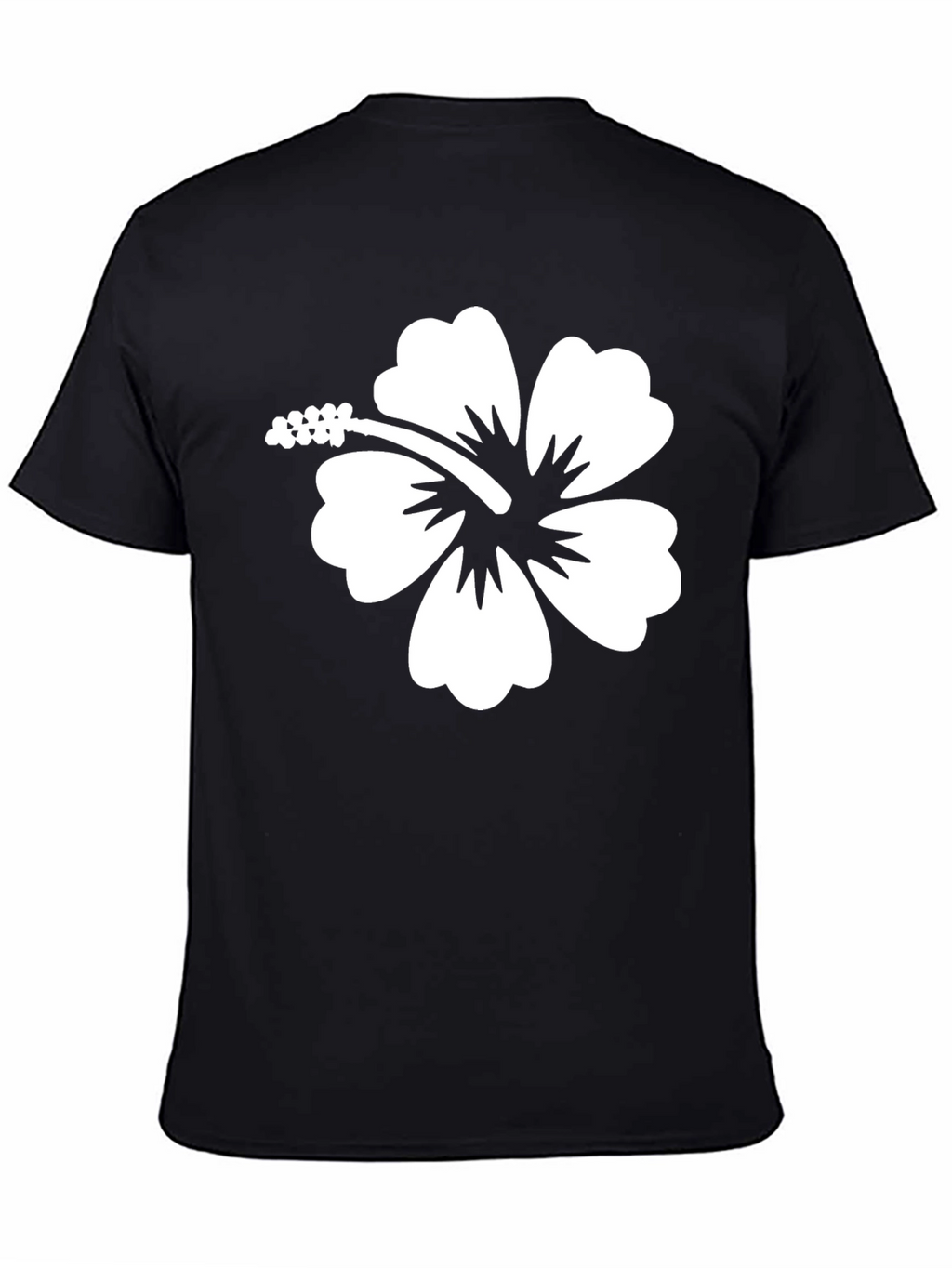 Hibiscus Flower Graphic Tee - Black Cotton T-Shirt