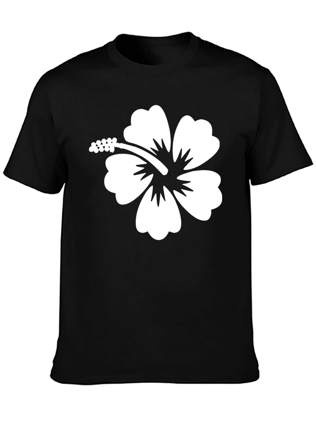 Hibiscus Flower Graphic Tee - Black Cotton T-Shirt