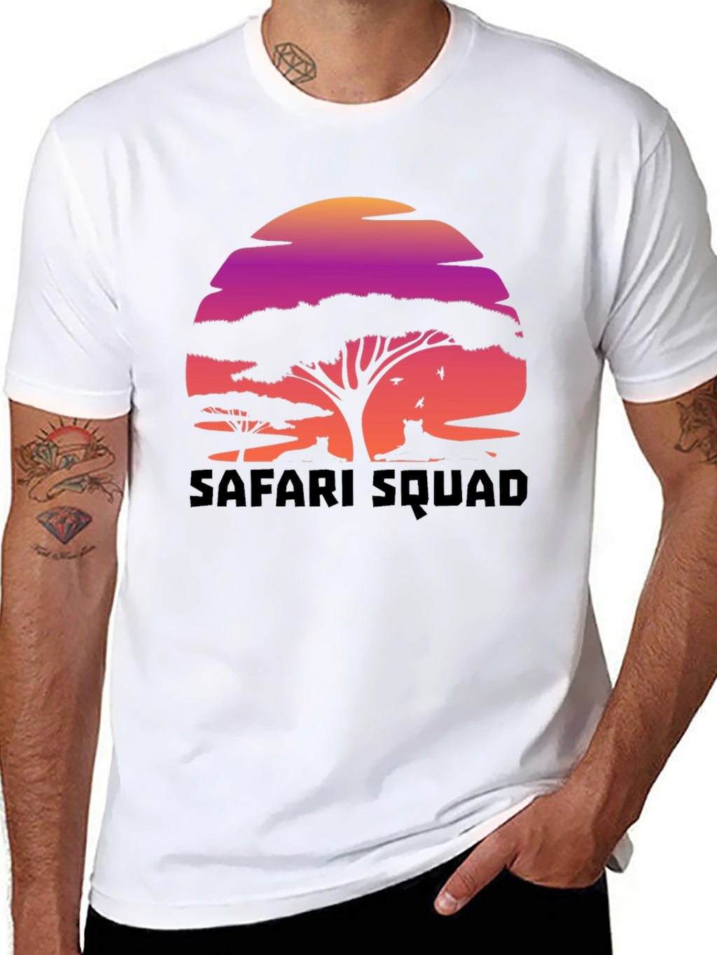 Safari Squad Graphic Tee - Sunset Wildlife Design