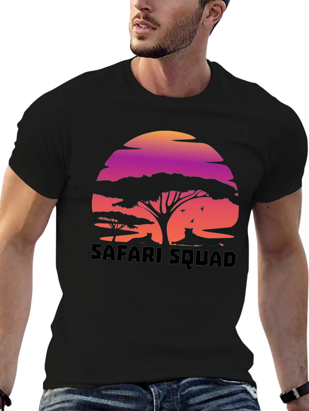 Safari Squad Graphic Tee - Sunset Wildlife Design