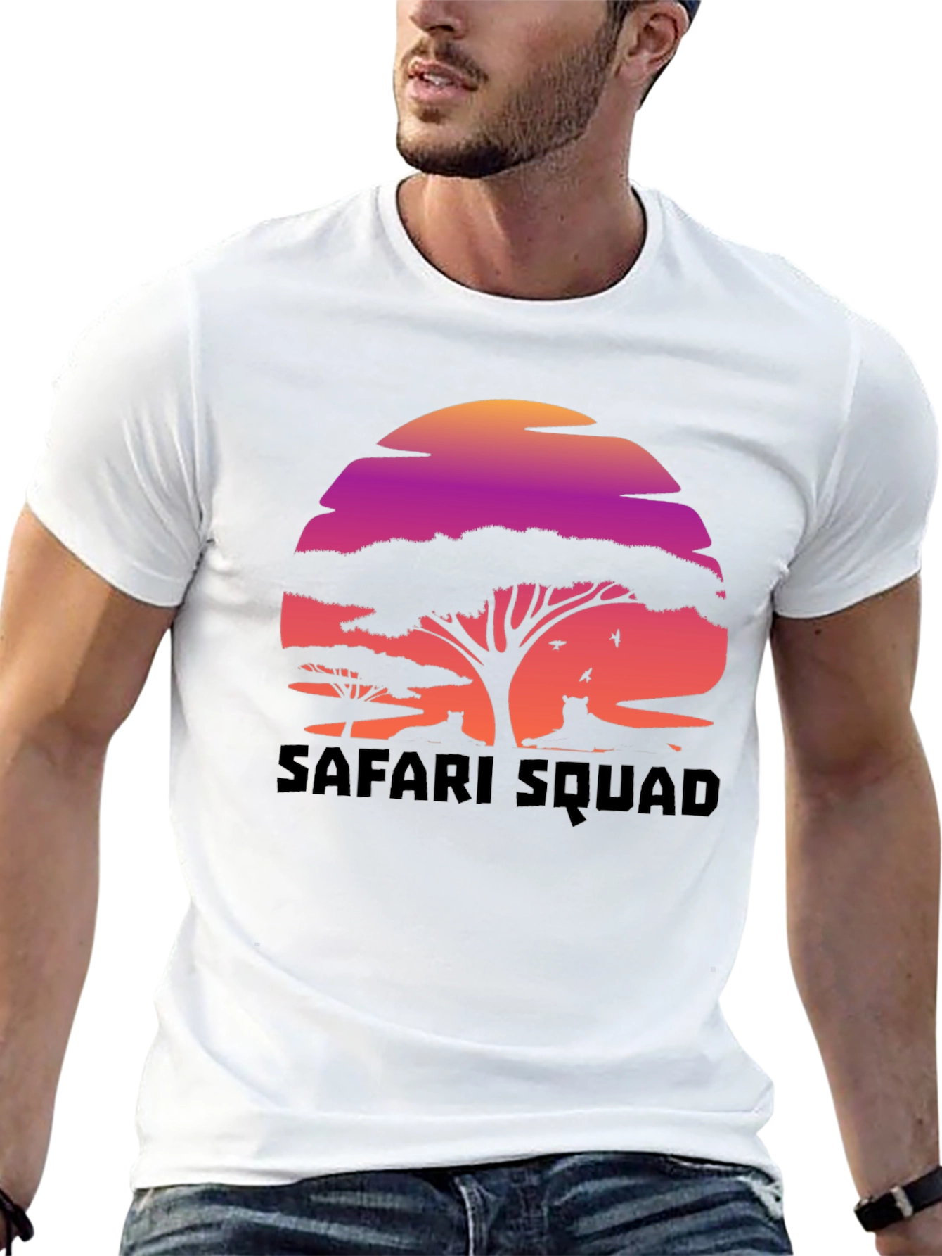 Safari Squad Graphic Tee - Sunset Wildlife Design
