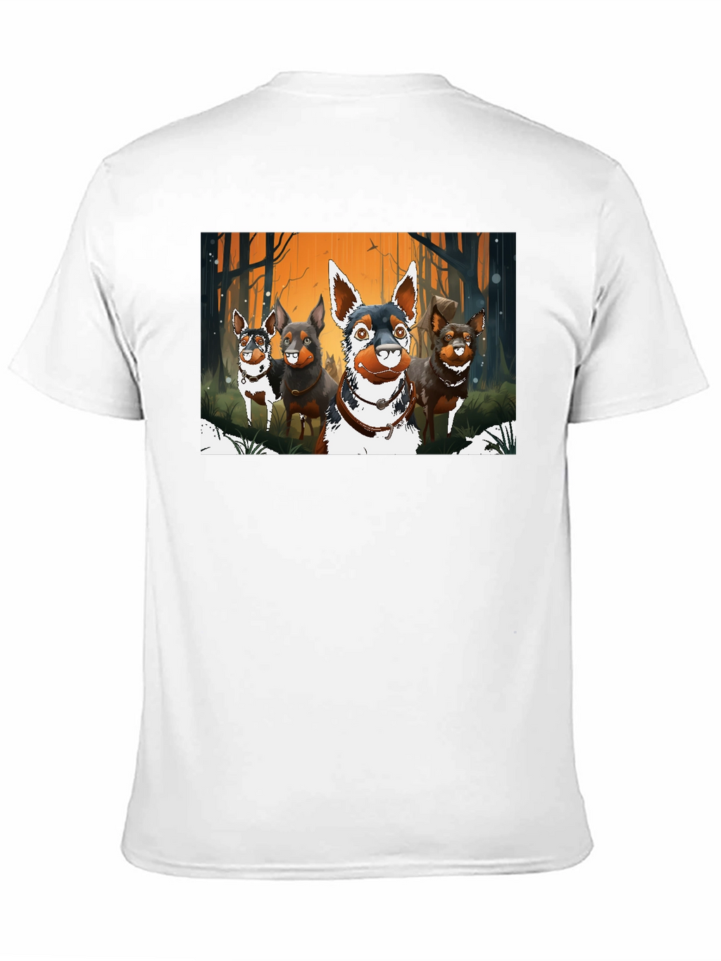 Cartoon Dog Pack Black T-Shirt