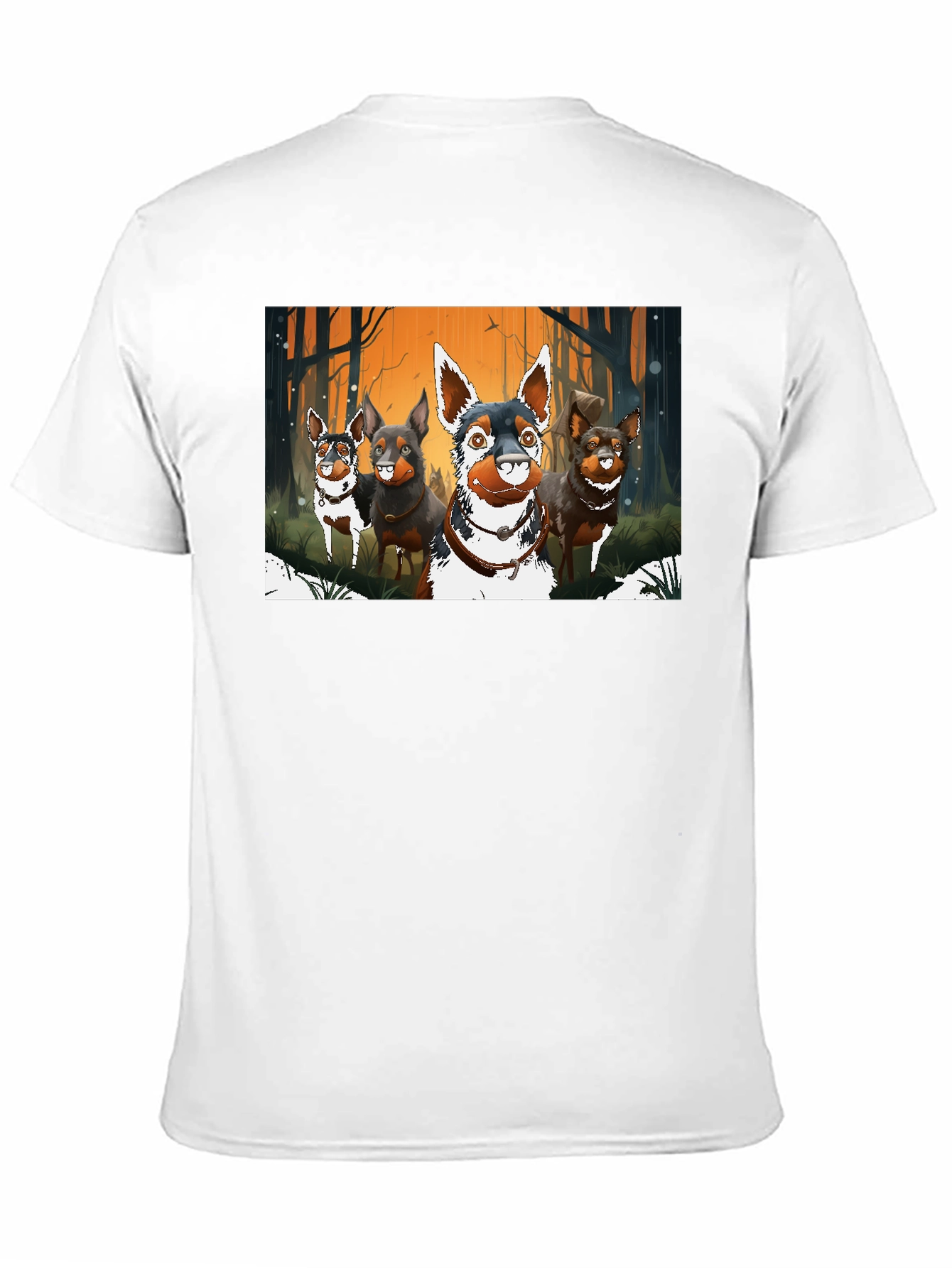 Cartoon Dog Pack Black T-Shirt