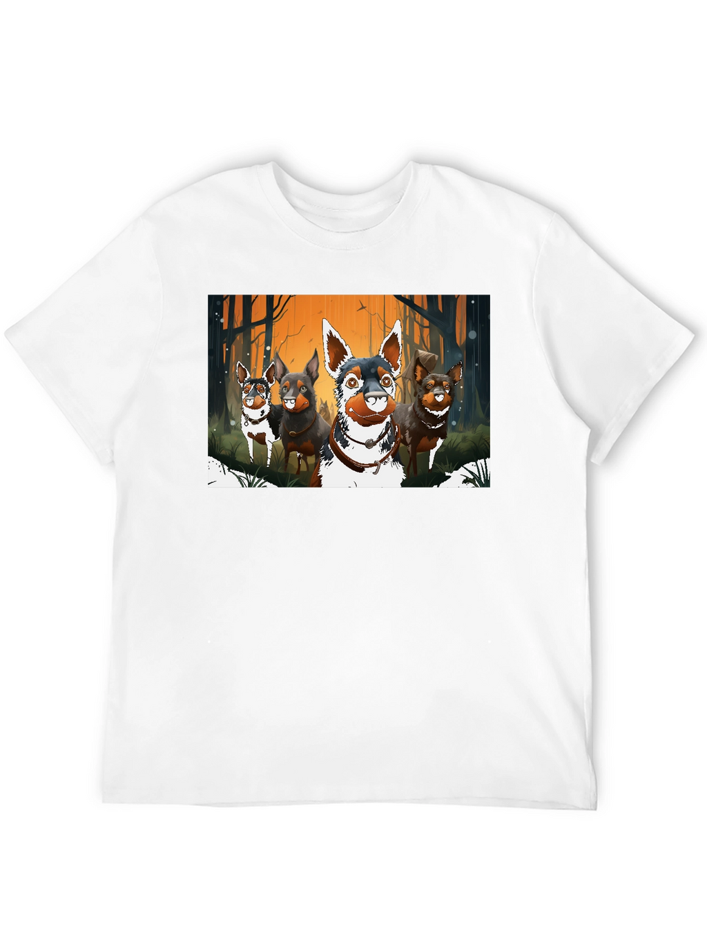 Cartoon Dog Pack Black T-Shirt