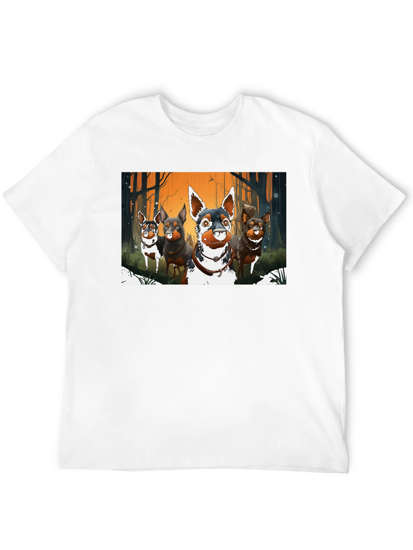 Cartoon Dog Pack Black T-Shirt