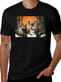 Cartoon Dog Pack Black T-Shirt