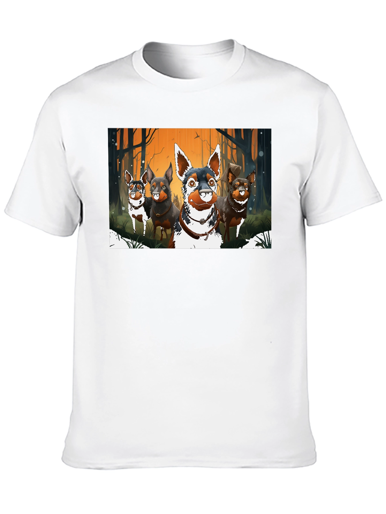 Cartoon Dog Pack Black T-Shirt