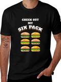 Funny Six Pack Burger T-Shirt - Novelty Graphic Tee