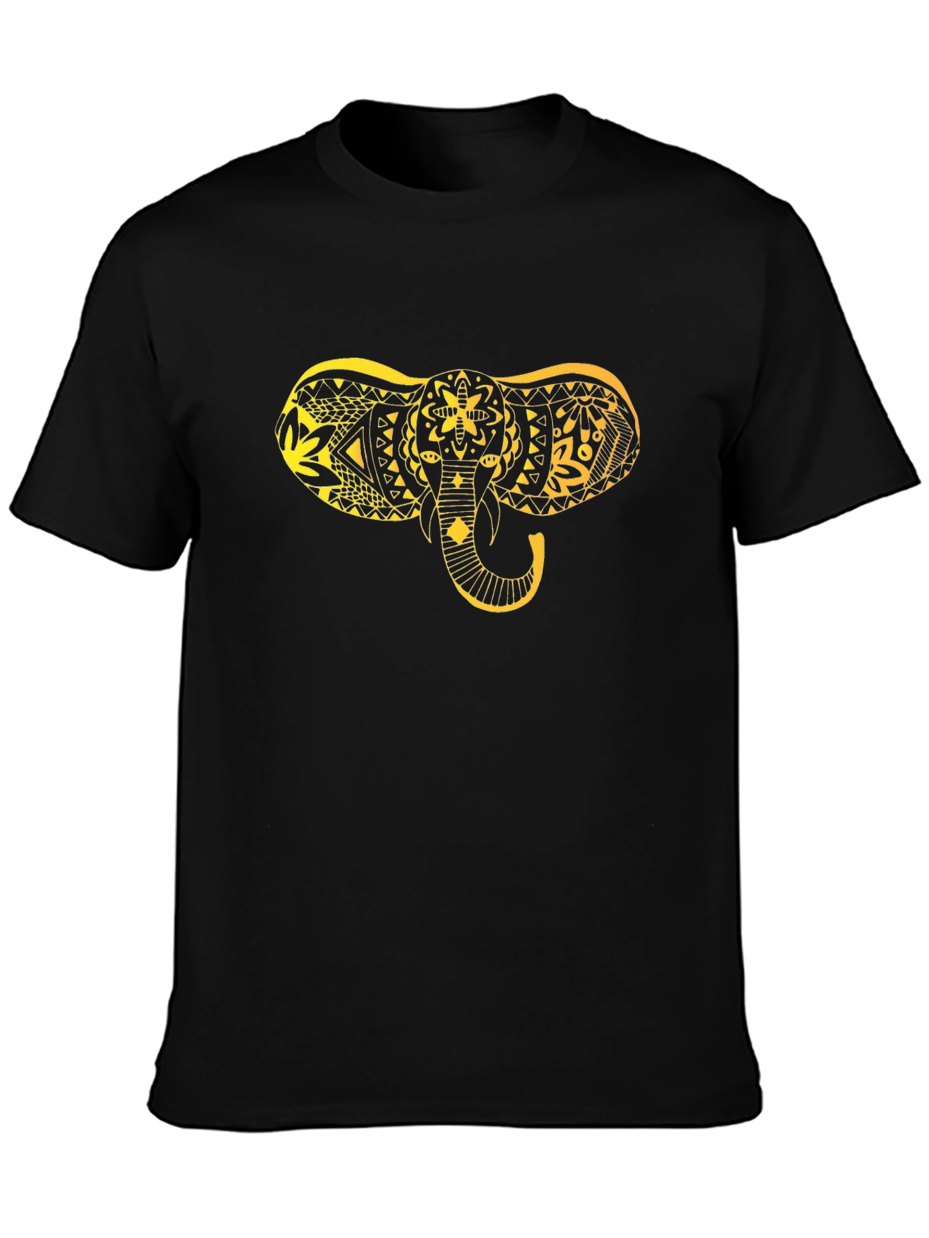 Black T-Shirt with Gold Elephant Design