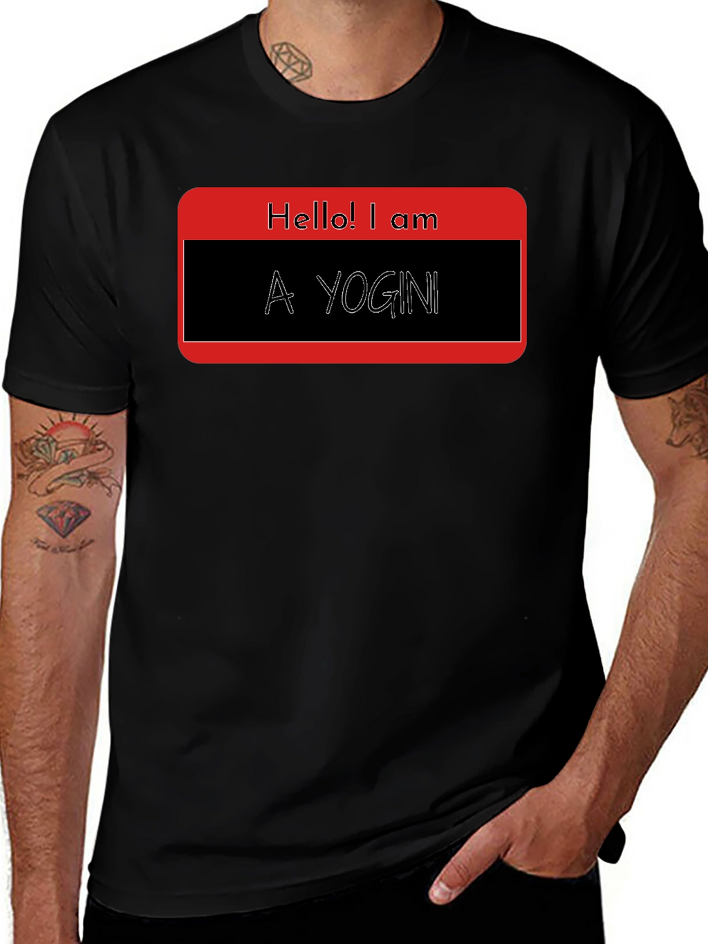 Hello! I am A Yogini - Black T-Shirt