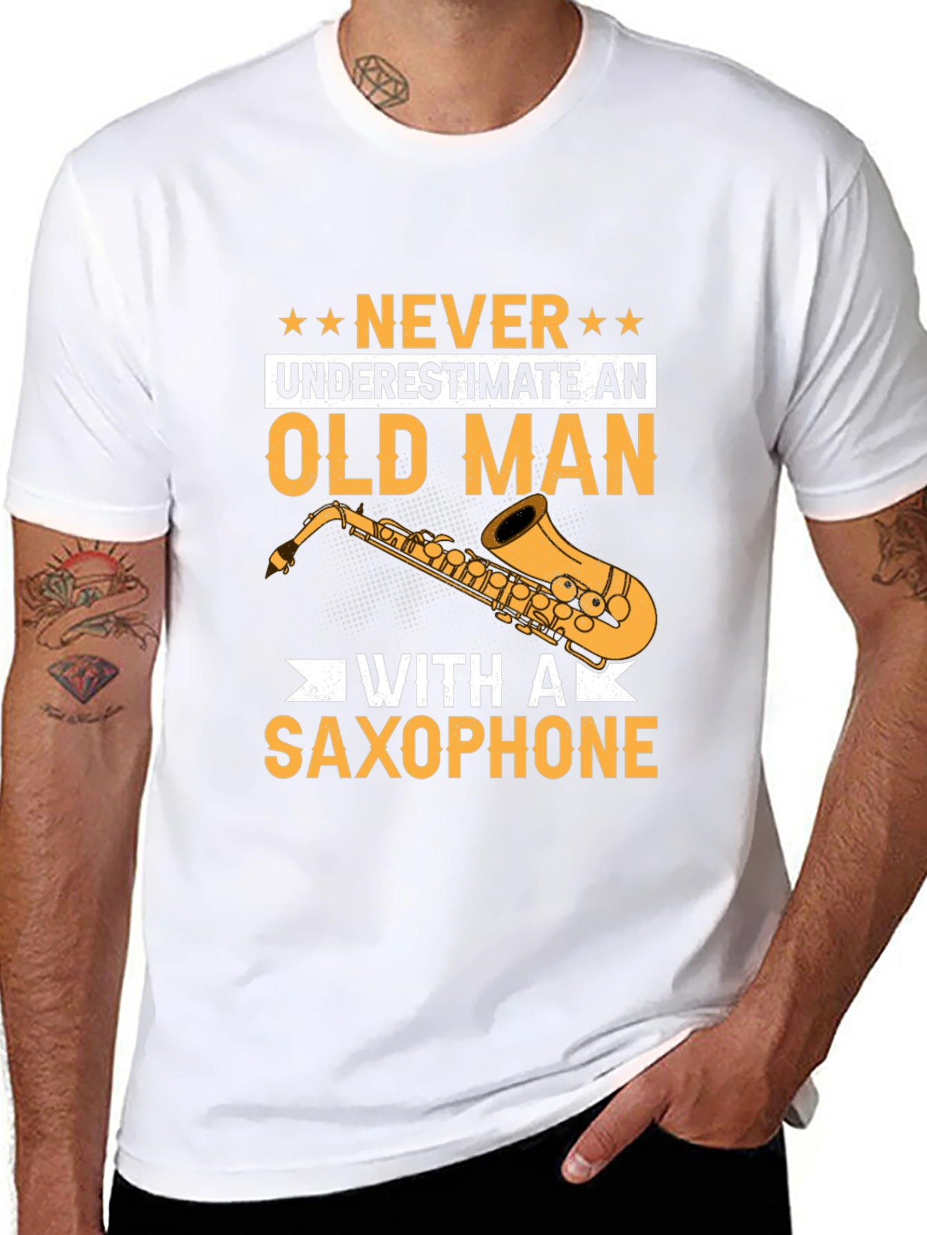 Never Underestimate an Old Man with a Saxophone T-Shirt