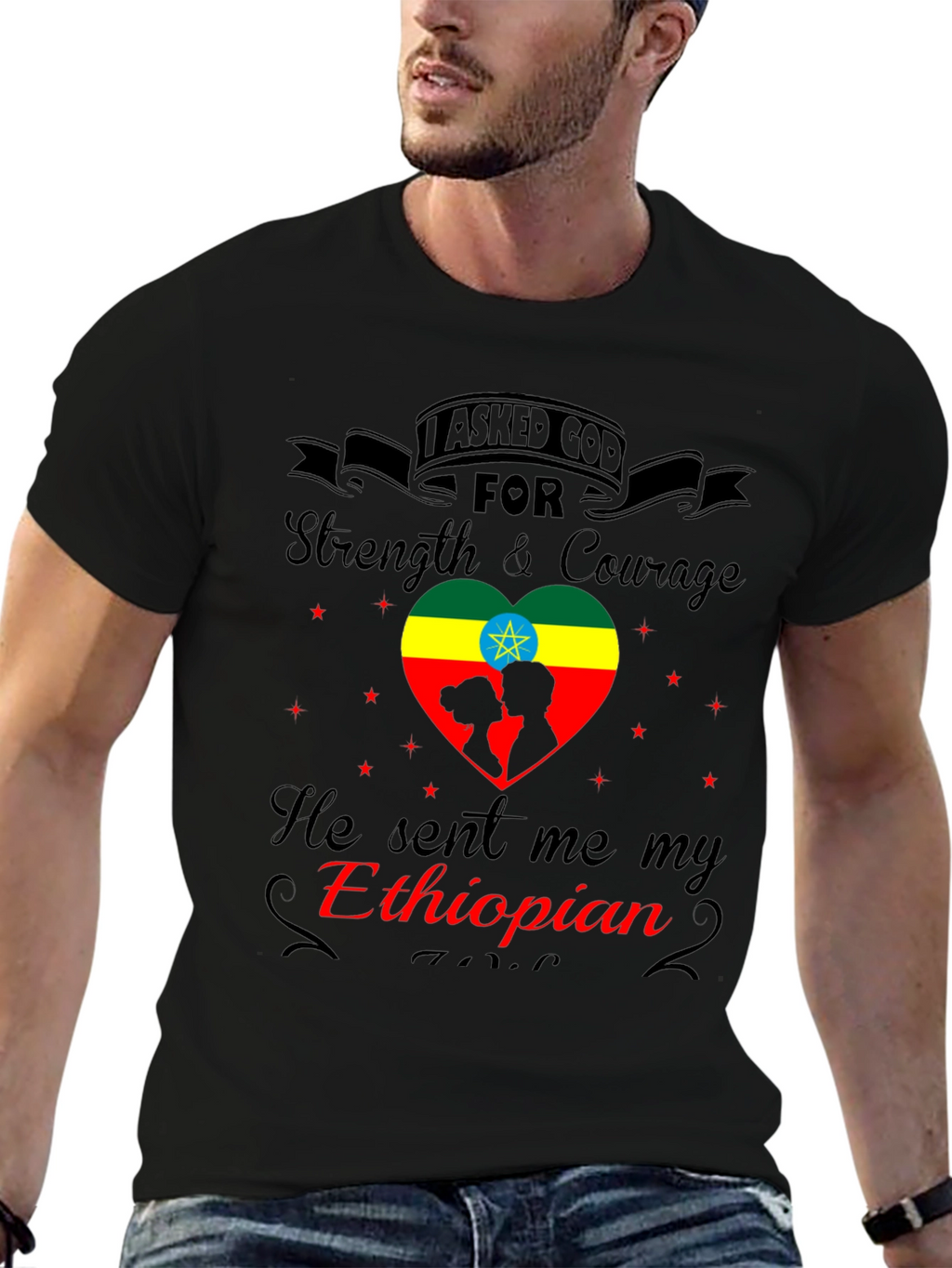 Ethiopian Love T-Shirt - Strength & Courage Design