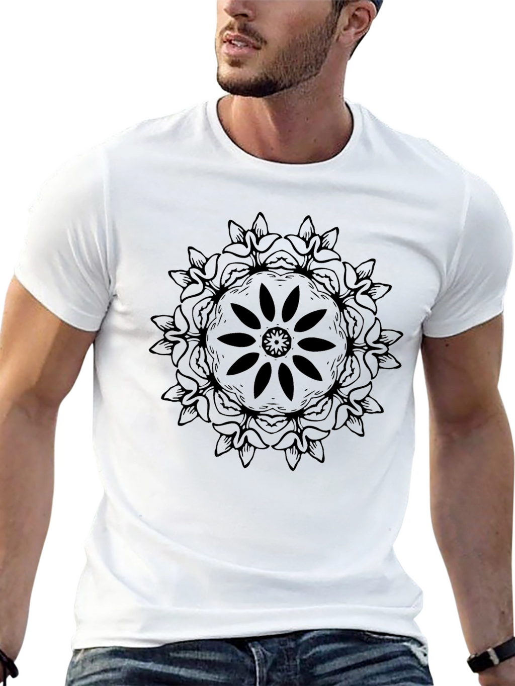 Black Mandala Graphic Tee - Stylish Unisex Shirt