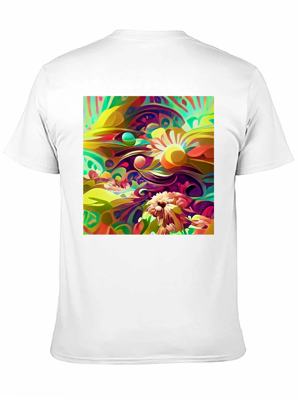 Abstract Floral Print Black T-Shirt