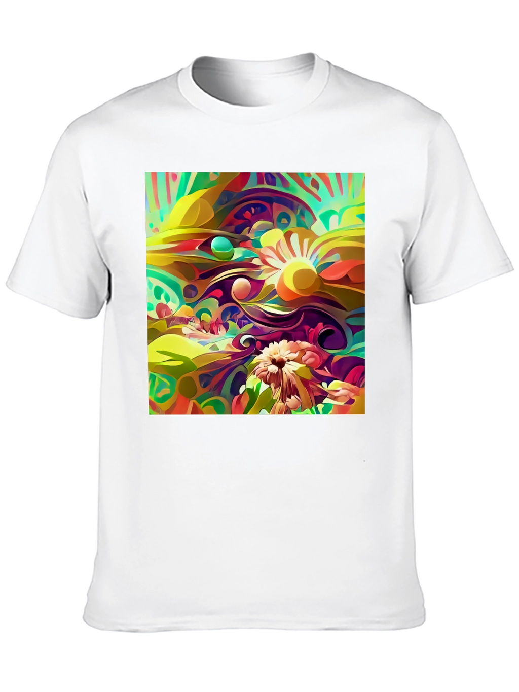 Abstract Floral Print Black T-Shirt
