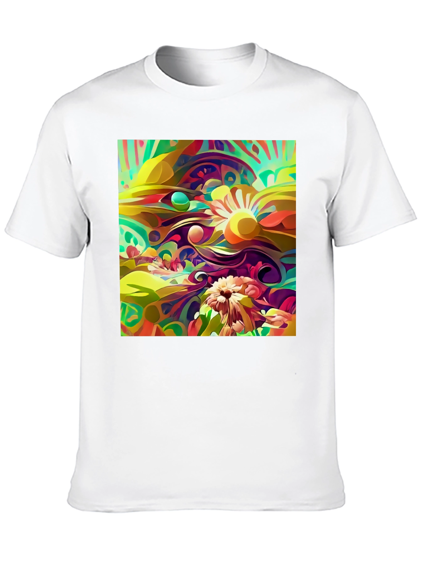 Abstract Floral Print Black T-Shirt