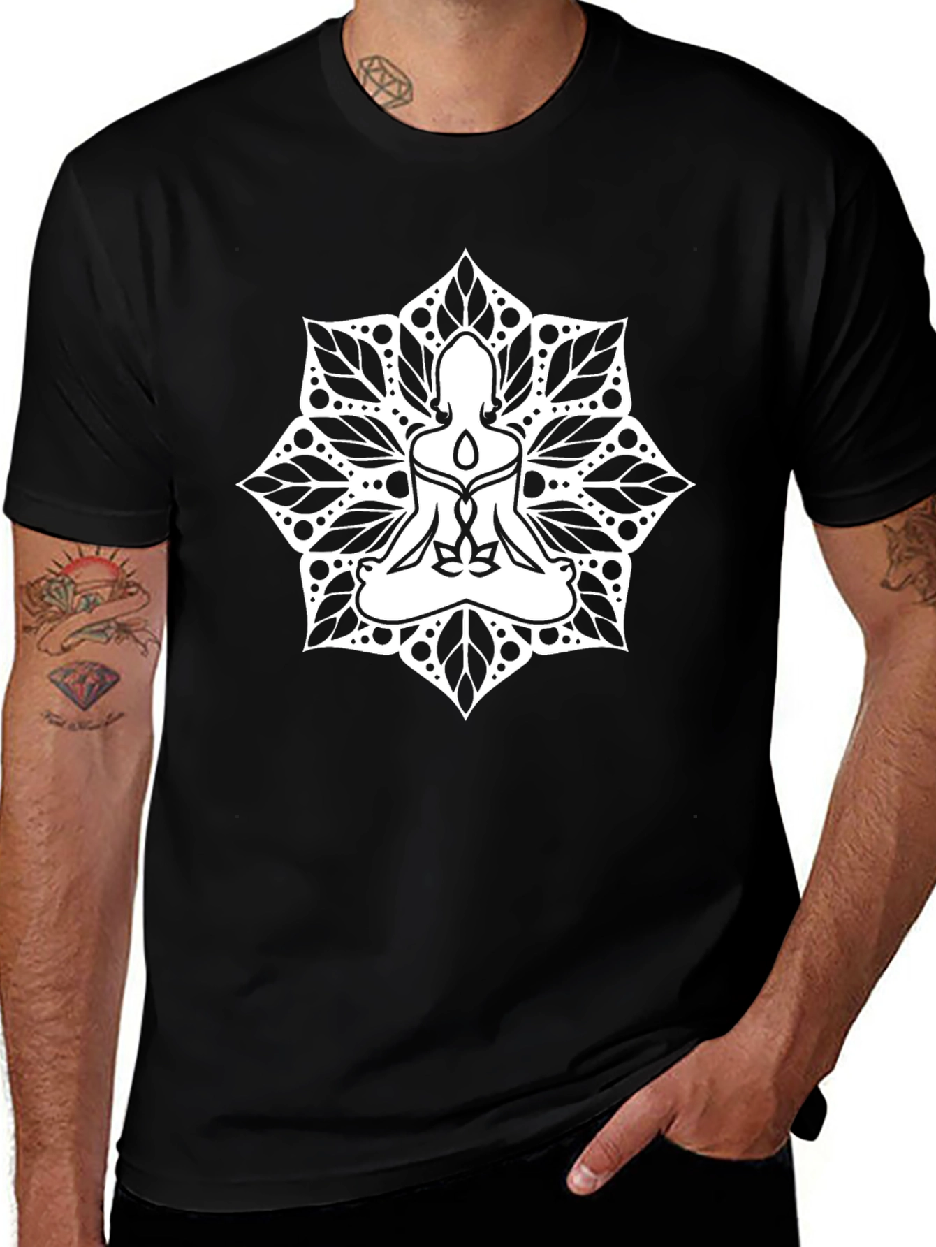 Mandala Meditation T-Shirt - Black Yoga Tee