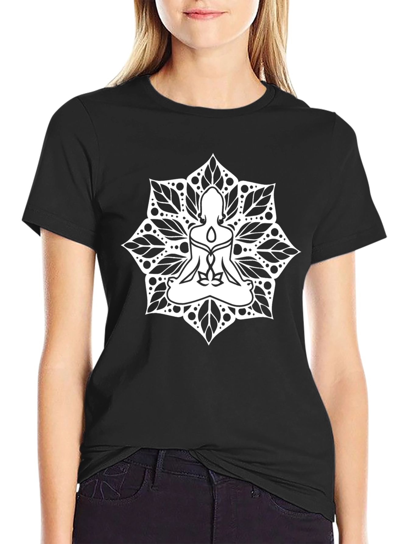 Mandala Meditation T-Shirt - Black Yoga Tee