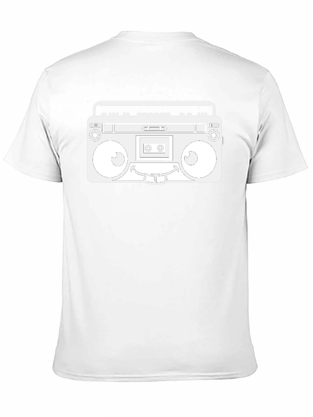 Retro Boombox Graphic Tee - Black Cotton Casual Wear