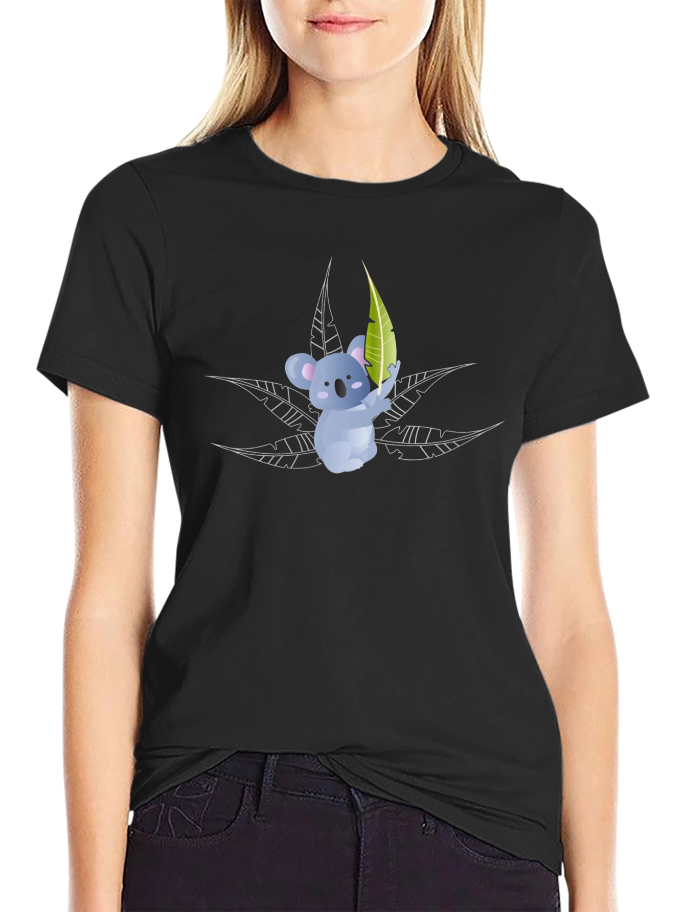 Koala Bear Graphic T-Shirt - Black Cotton Tee
