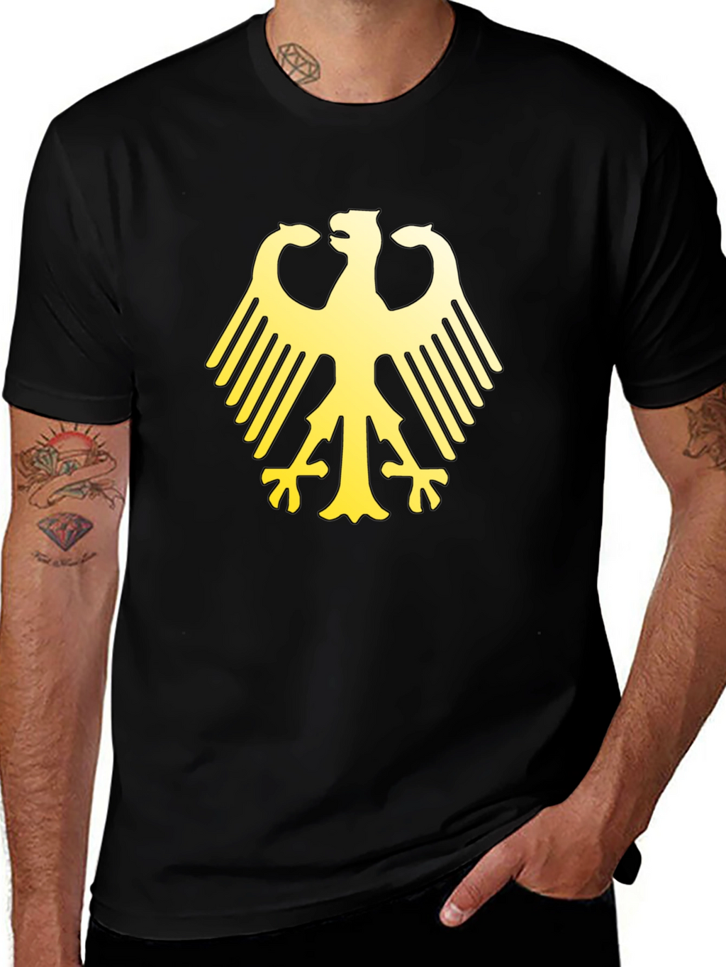 German Eagle Graphic Print Black T-Shirt