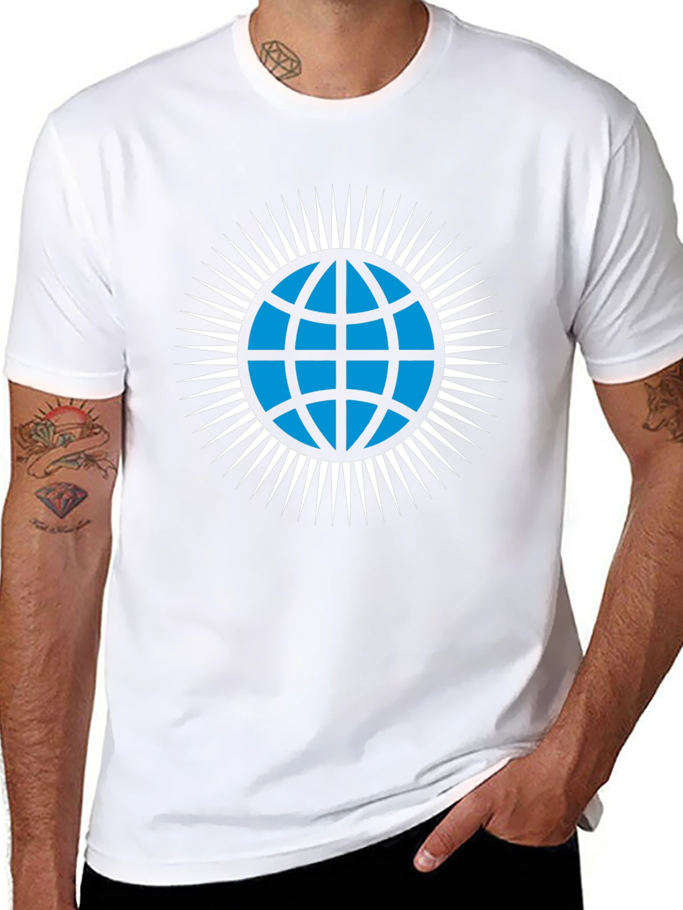 Globe Icon Graphic T-Shirt - Modern Style