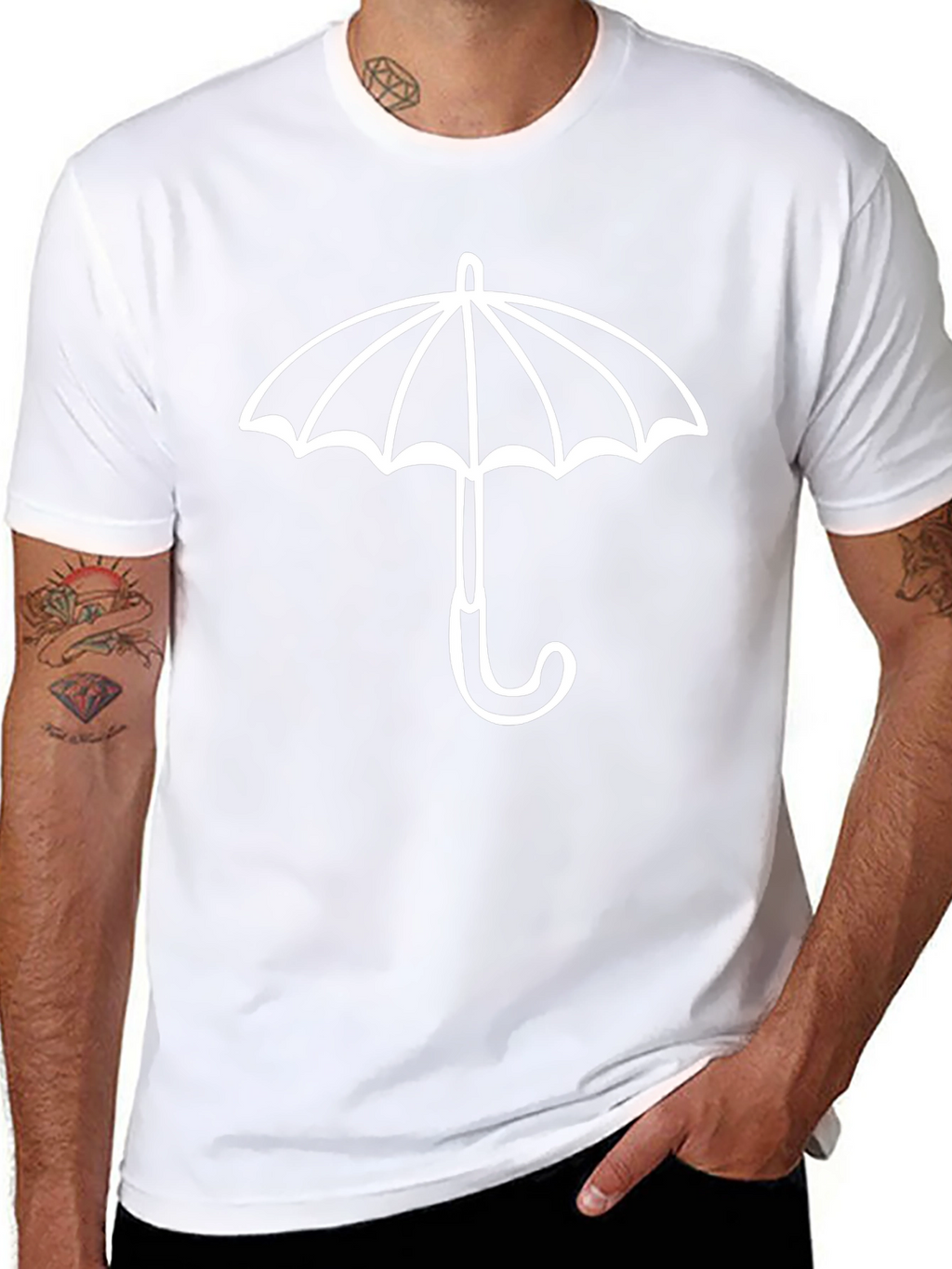 Minimalist Umbrella Graphic Tee - Black