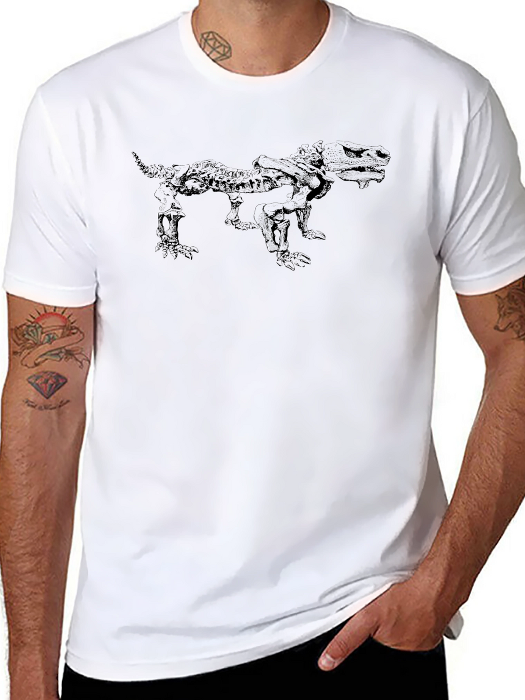 Dinosaur Skeleton Graphic Black T-Shirt