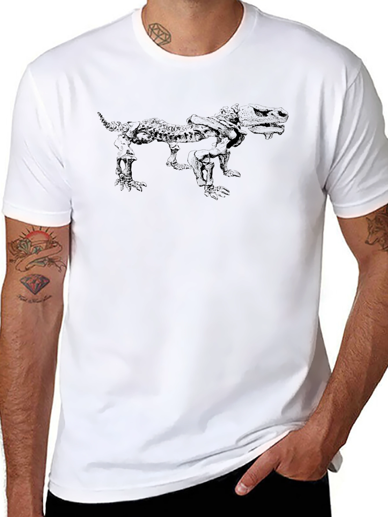 Dinosaur Skeleton Graphic Black T-Shirt