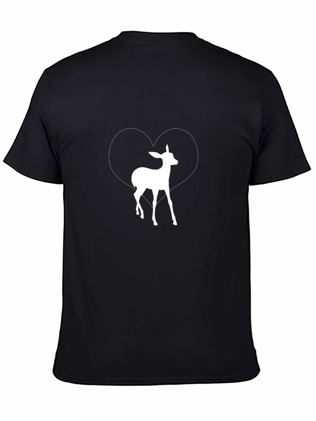 Deer Heart Graphic Print Tee - Black Casual T-Shirt