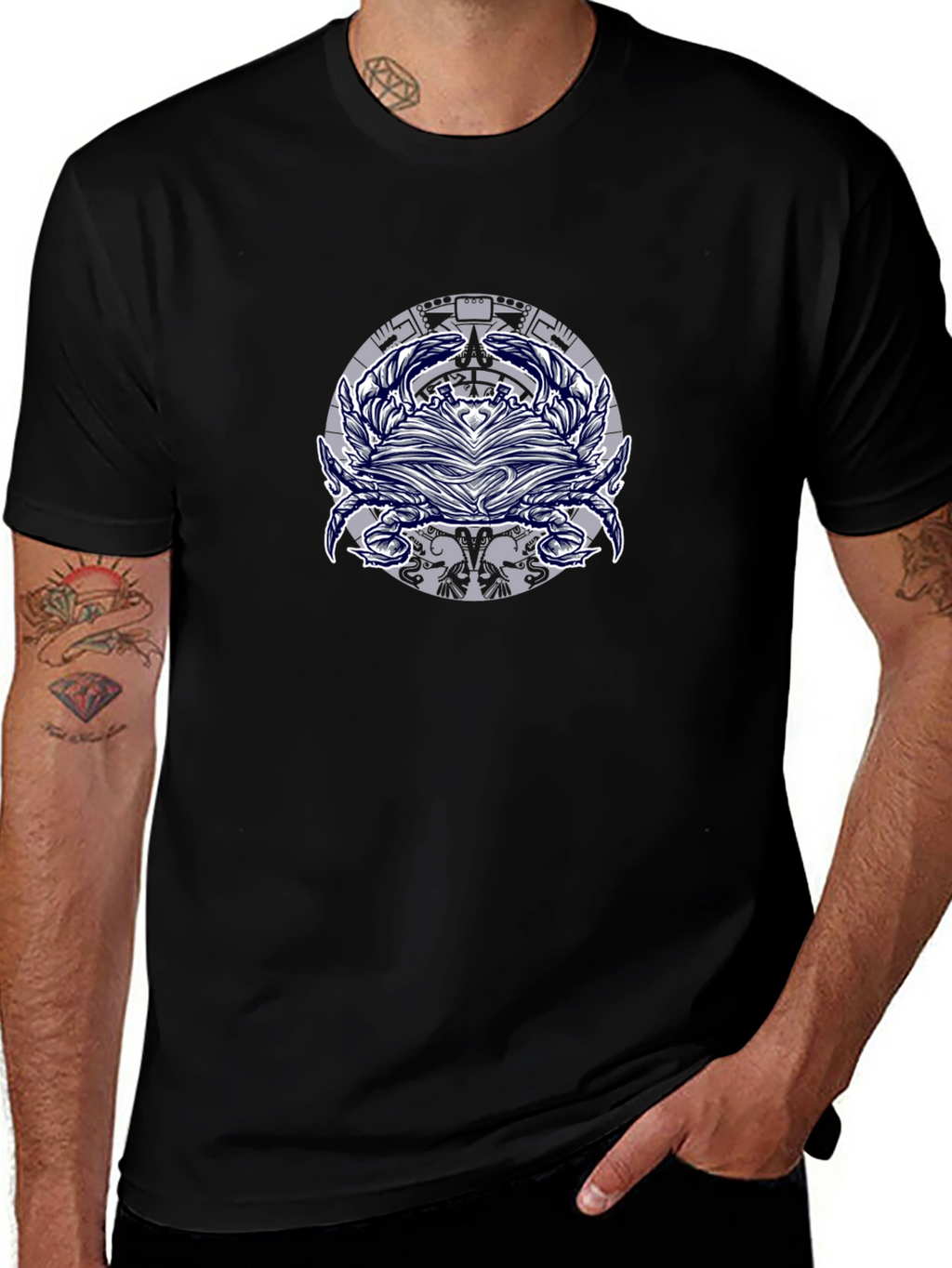 Graphic Print Mens Black T-Shirt