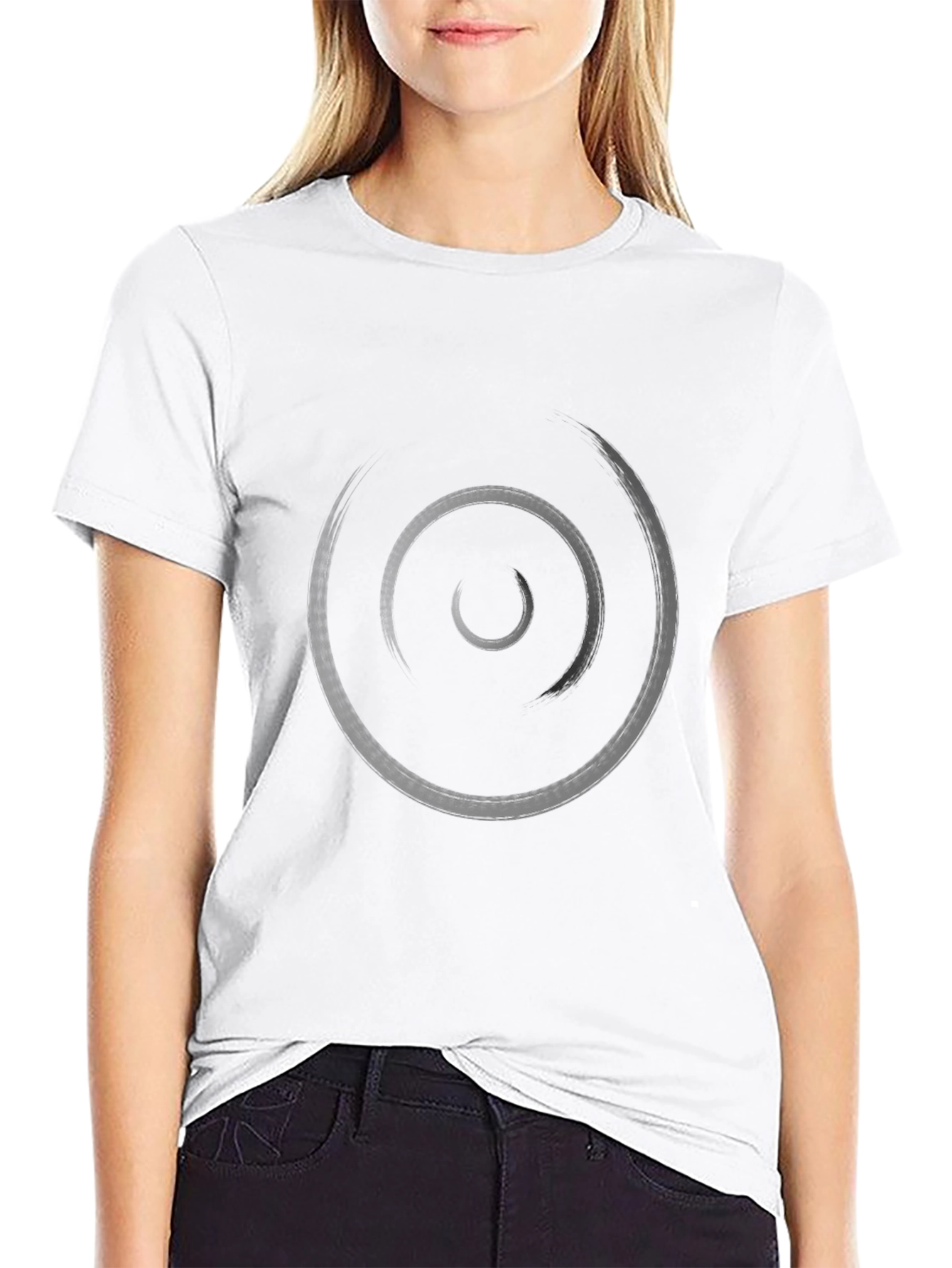 Mens Black Graphic Tee - Abstract Circle Design