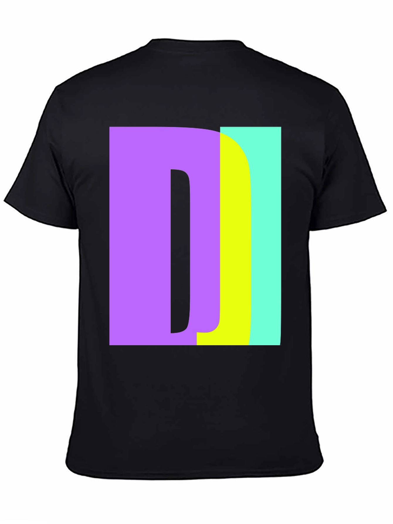 Abstract Color Block Letter Graphic Black T-Shirt
