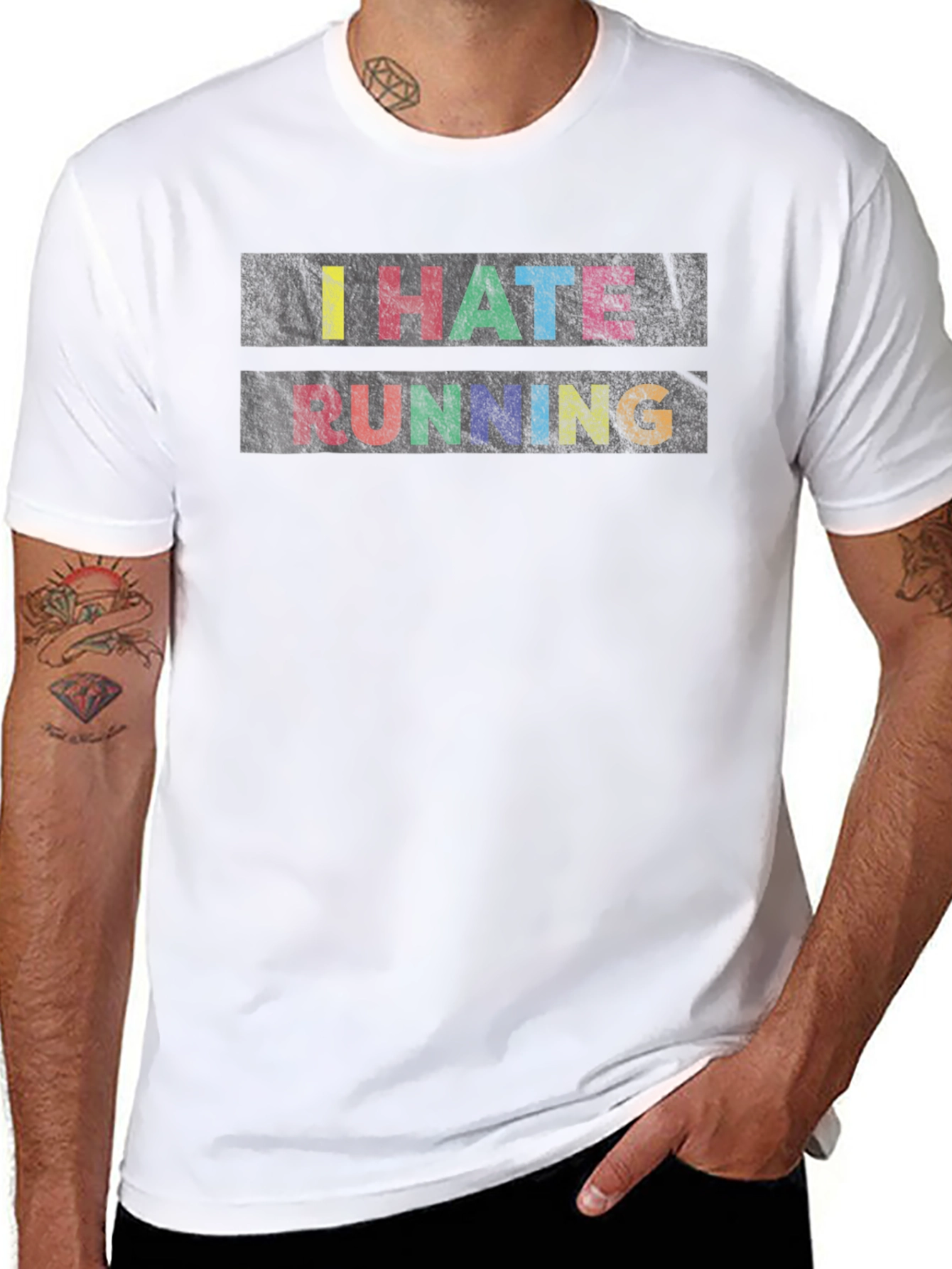 I Hate Running Graphic Tee - Funny Novelty Shirt