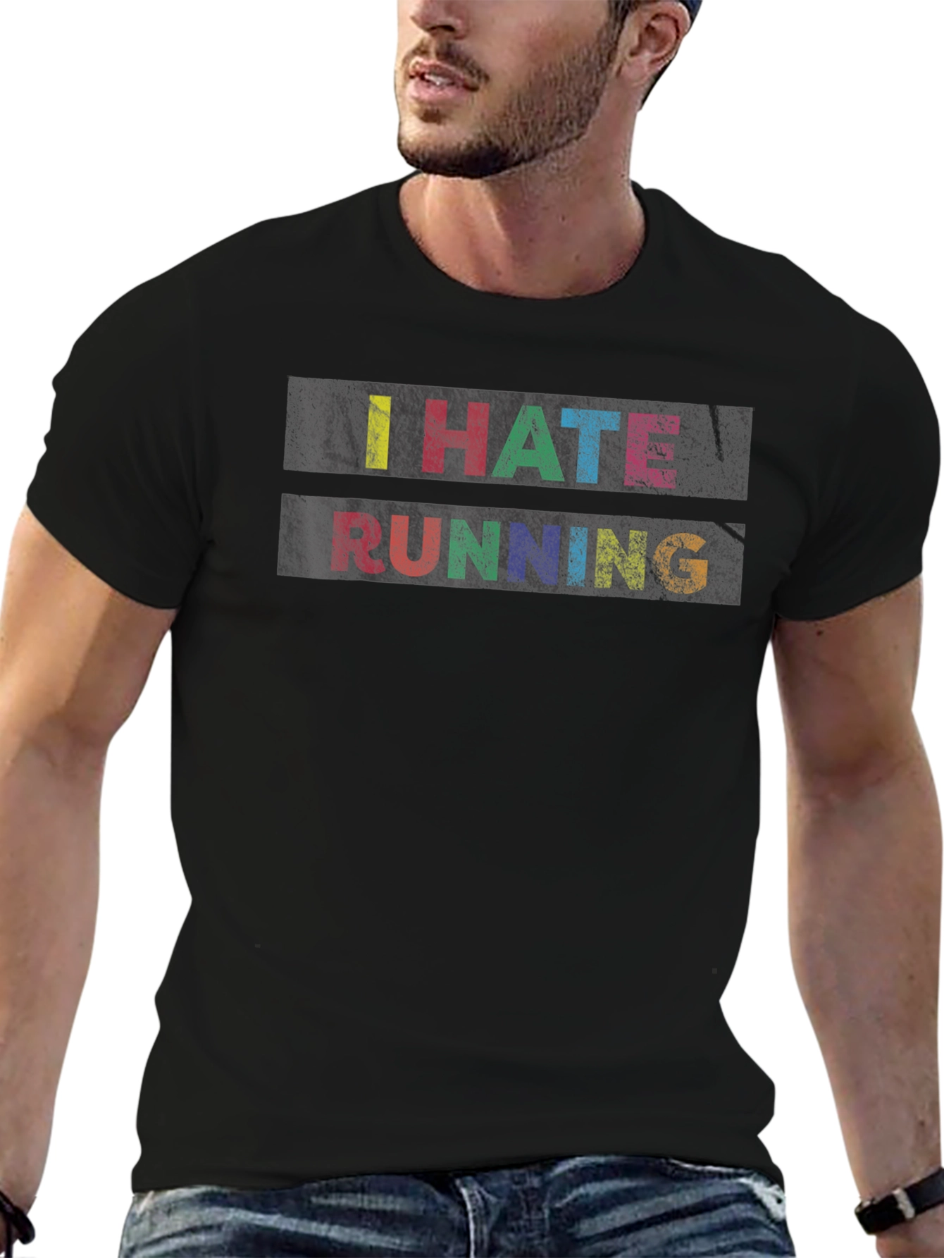 I Hate Running Graphic Tee - Funny Novelty Shirt