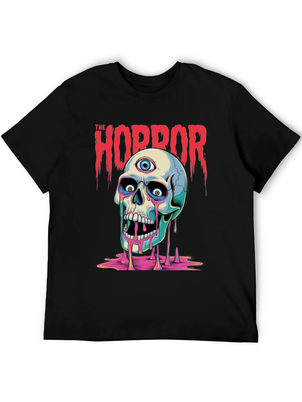 Horror Skull Graphic Print T-Shirt - Mens