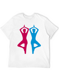Yoga Pose Graphic Tee - Unisex Black Cotton T-Shirt