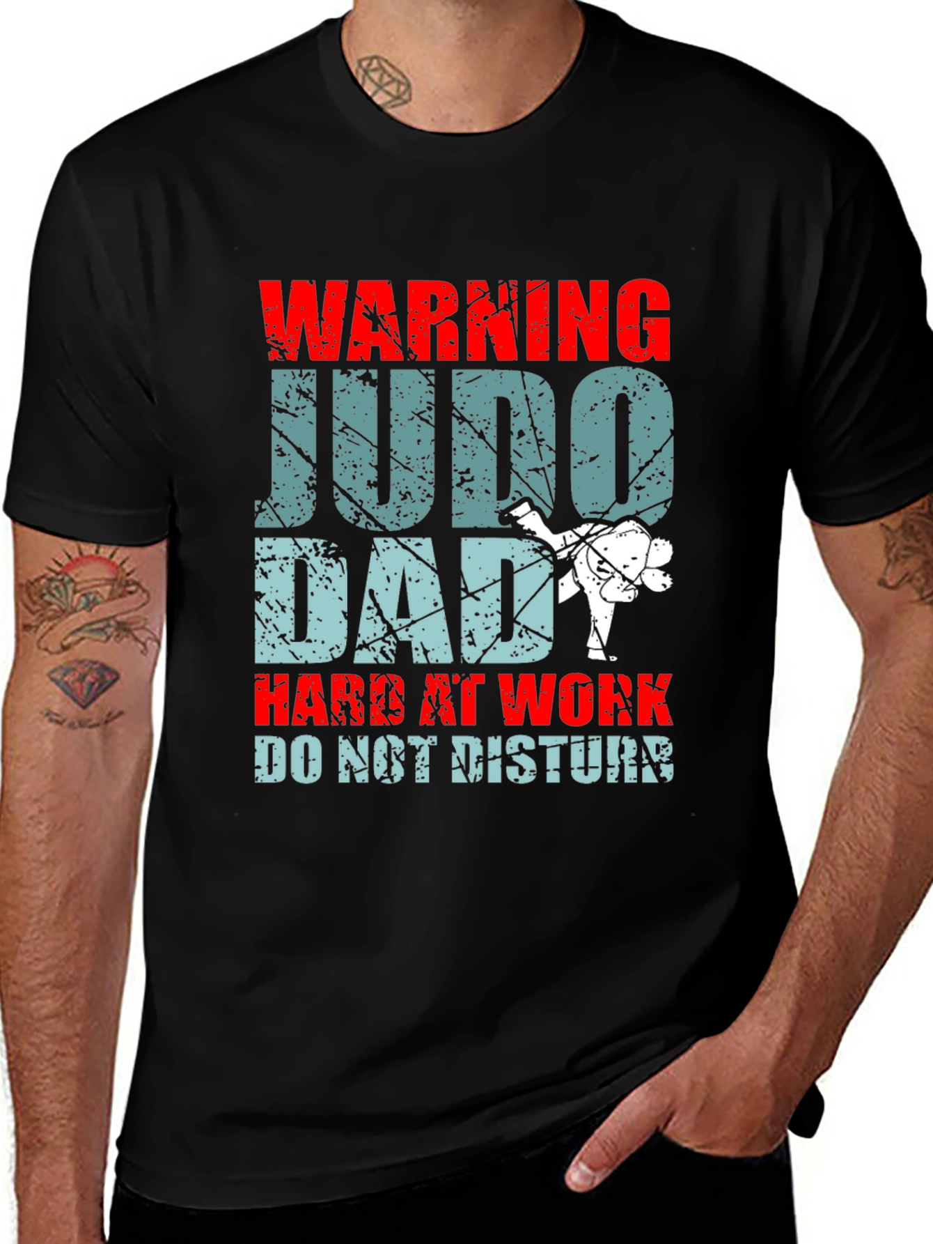 Warning Judo Dad T-Shirt - Hard At Work Do Not Disturb